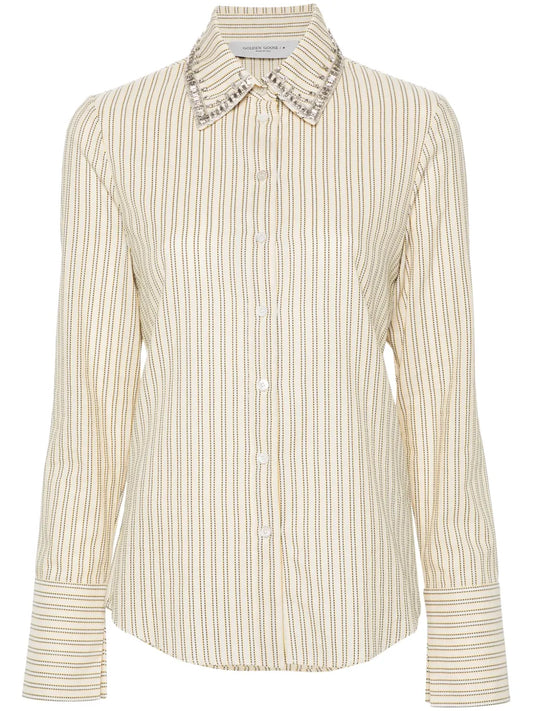 Crystal-Embellished Striped Shirt