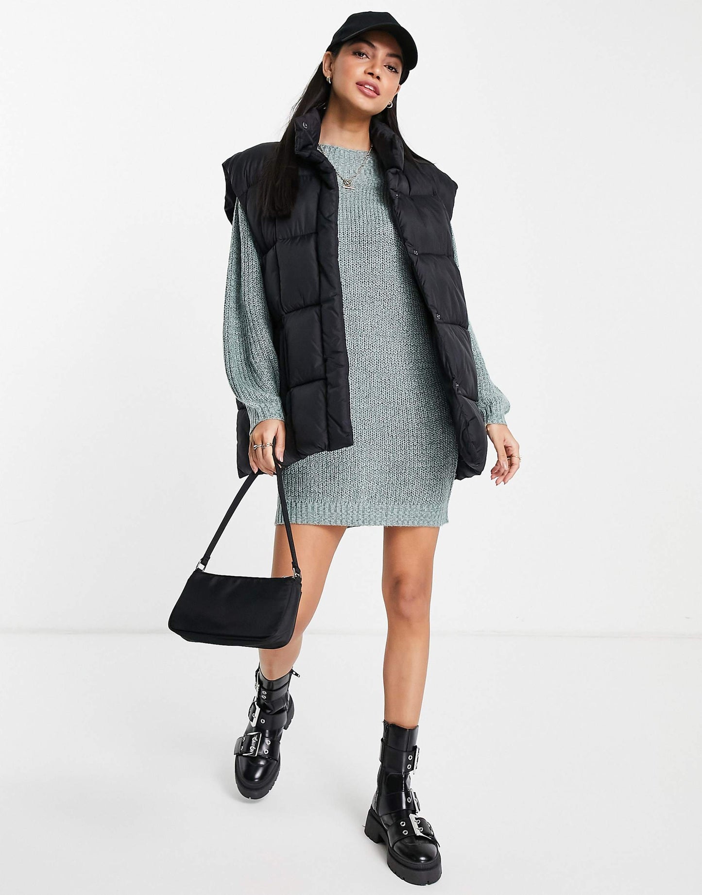 Wide Neck Knitted Mini Jumper Dress