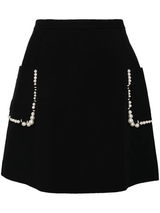 Pearl-Embellished Mini Skirt