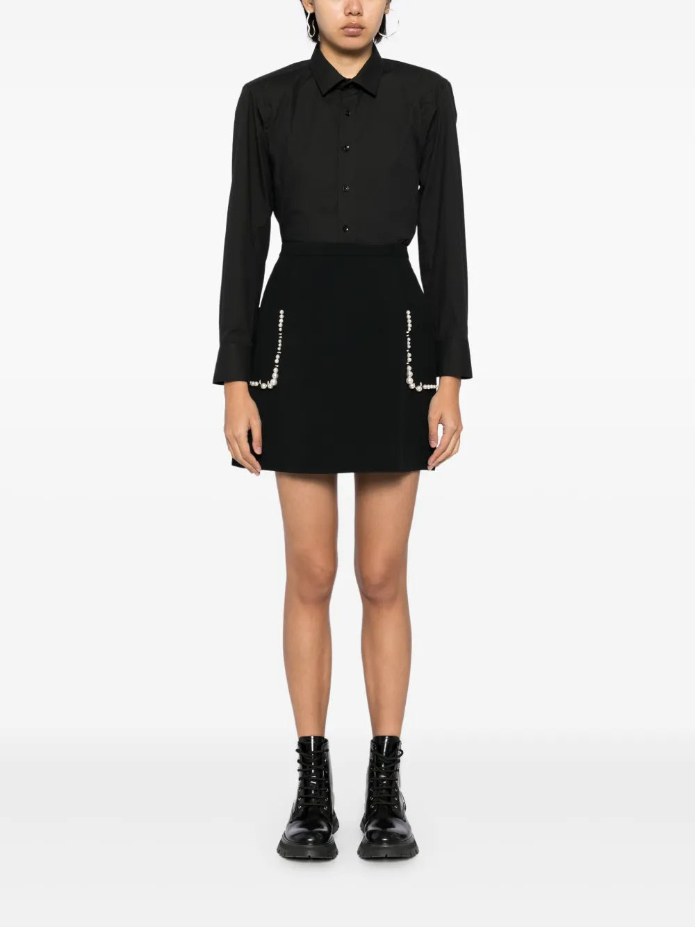 Pearl-Embellished Mini Skirt