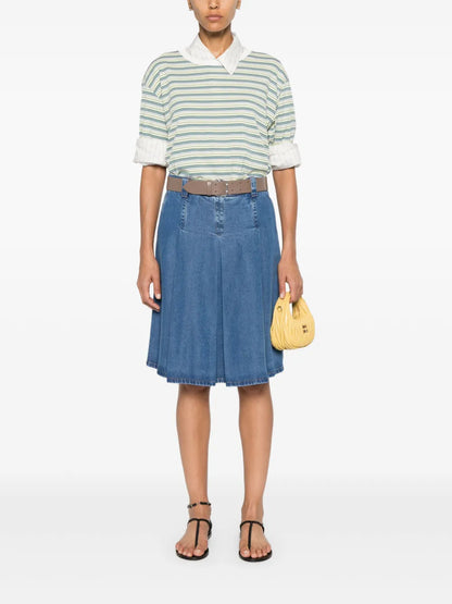 Embroidered-Logo Midi Skirt
