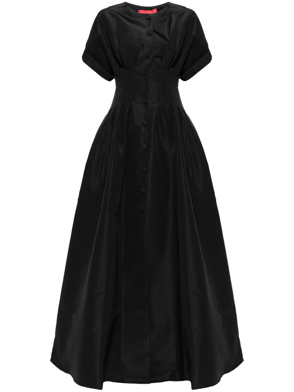 Rolled-Sleeves Button-Front Gown