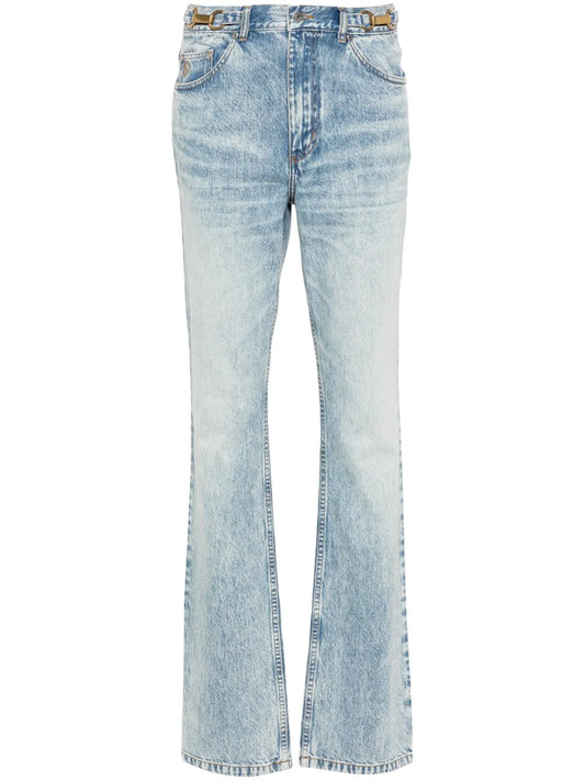 Clasp-Embellished Tapered Jeans