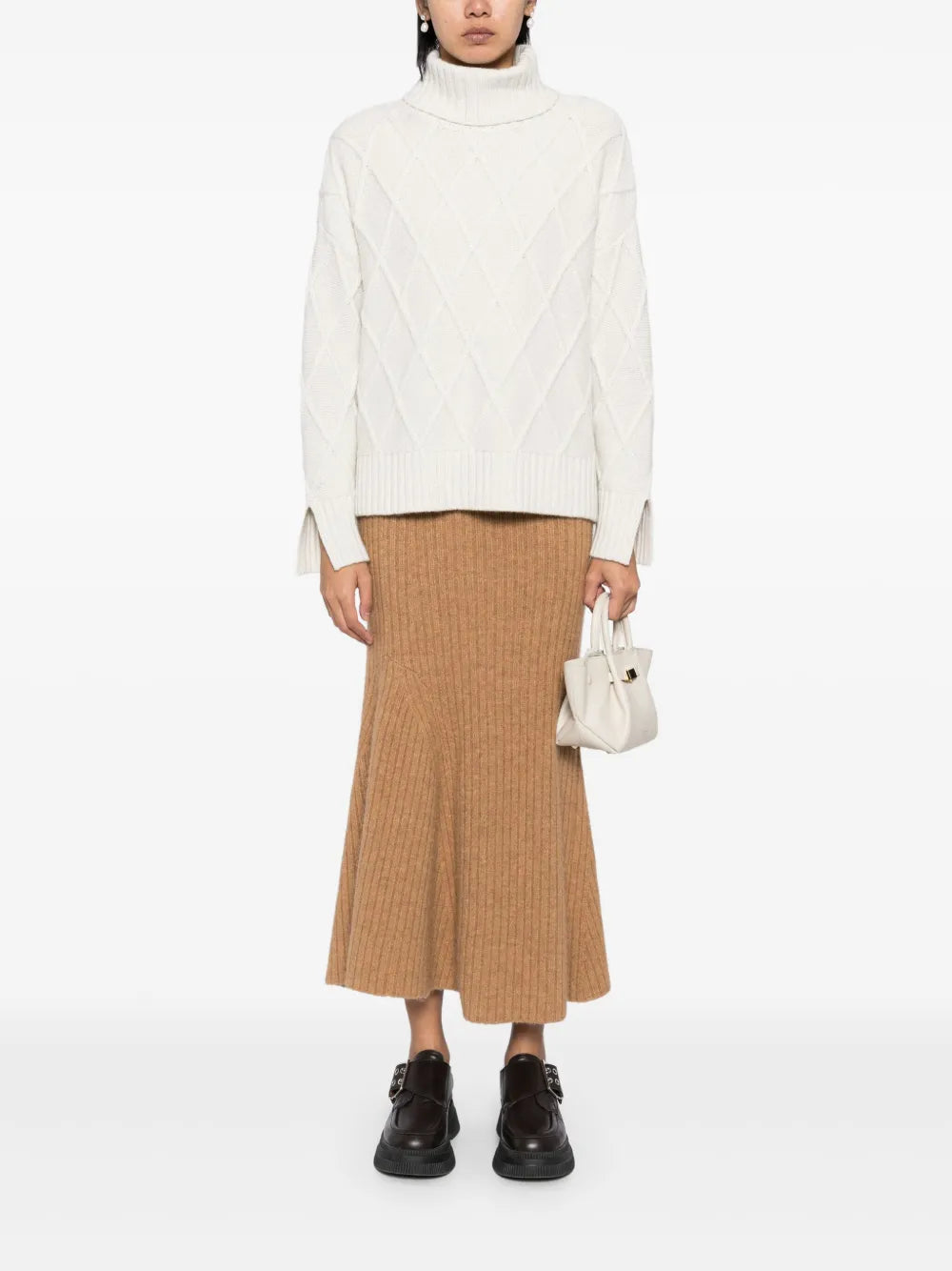 Diamond-Pattern Roll-Neck Jumper
