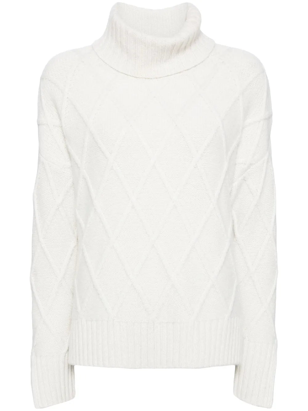Diamond-Pattern Roll-Neck Jumper