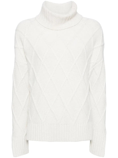 Diamond-Pattern Roll-Neck Jumper