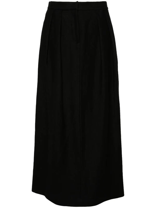 Pleat-Detail Midi Skirt
