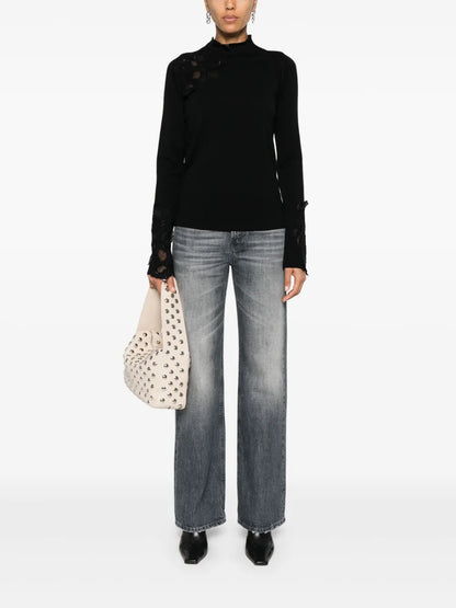 Floral Lace-Appliqué Sweater