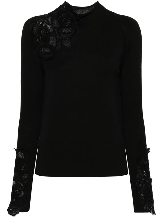 Floral Lace-Appliqué Sweater