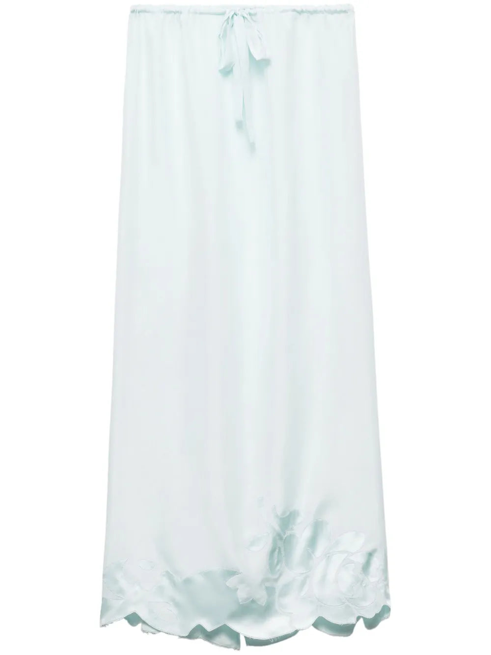Embroidered Habutai Silk Midi Skirt