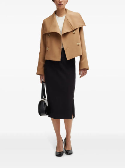 Draped-Collar Cropped Jacket