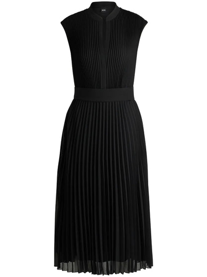 Sleeveless V-Neck Pleated Midi Dress