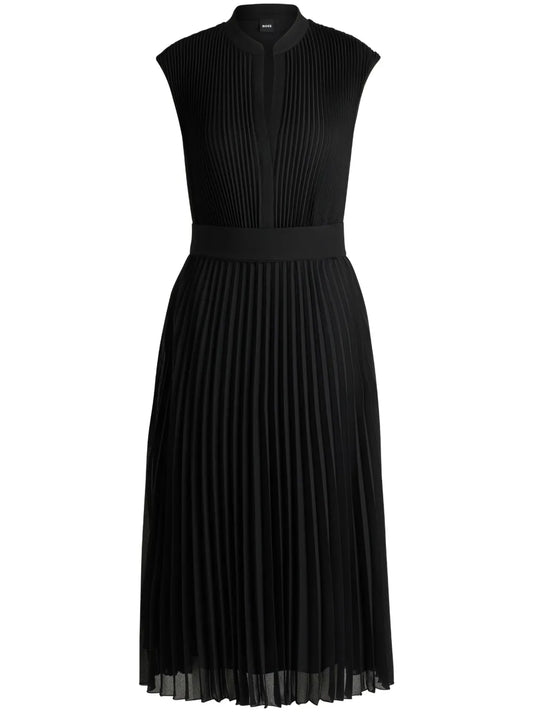 Sleeveless V-Neck Pleated Midi Dress