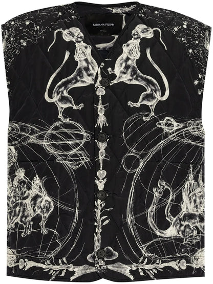 Animal-Motifs Quilted Gilet