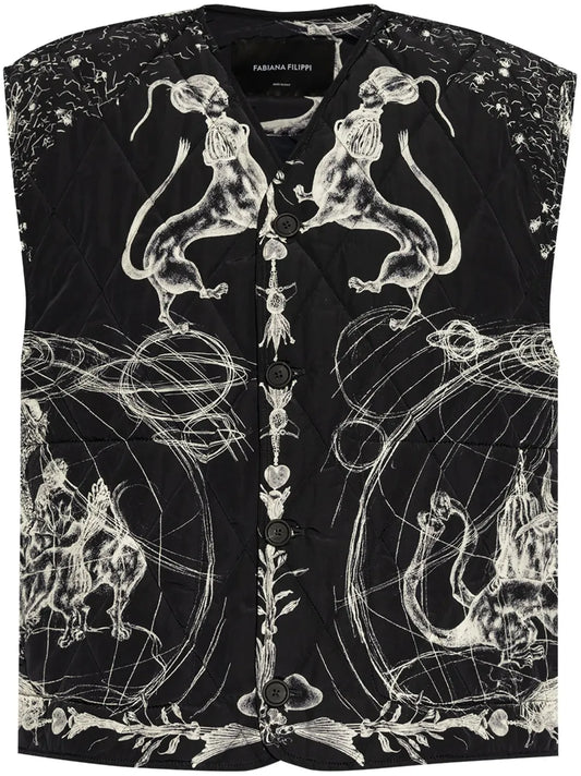 Animal-Motifs Quilted Gilet