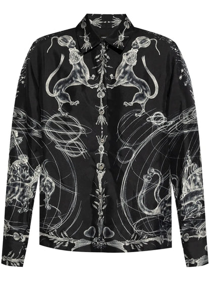Graphic-Print Silk Shirt