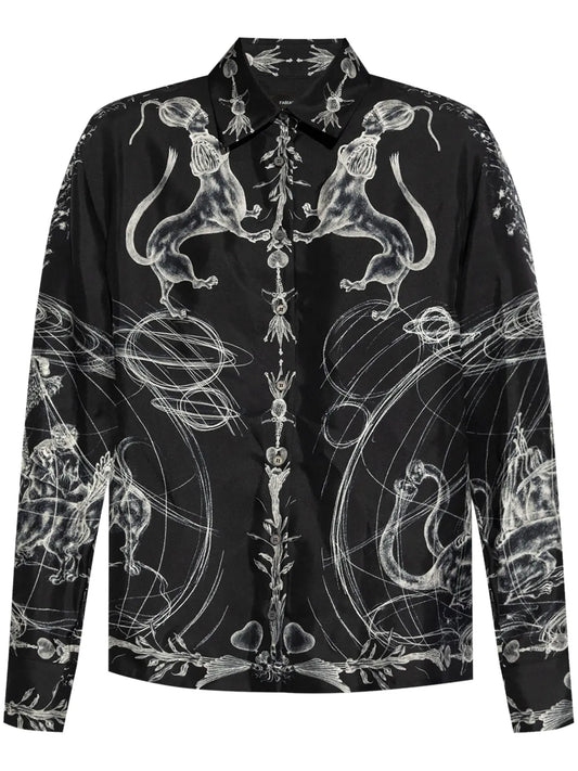 Graphic-Print Silk Shirt