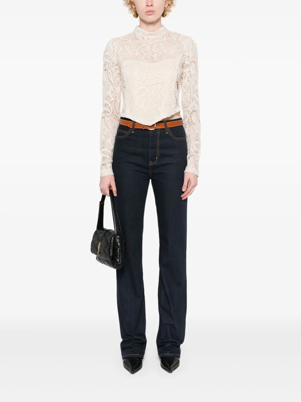 Cropped Macramé-Lace Top