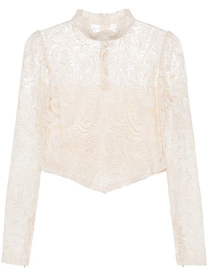 Cropped Macramé-Lace Top