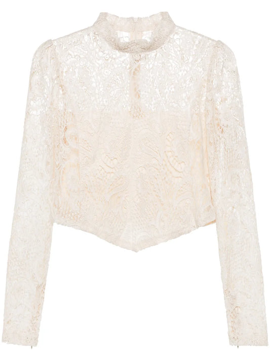 Cropped Macramé-Lace Top