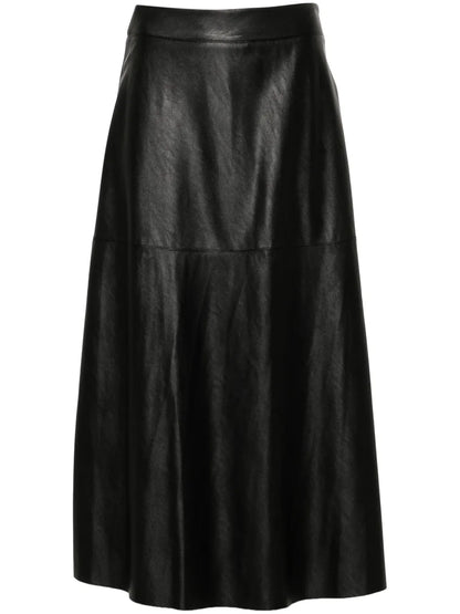 Faux-Leather Midi Skirt