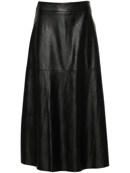 Faux-Leather Midi Skirt