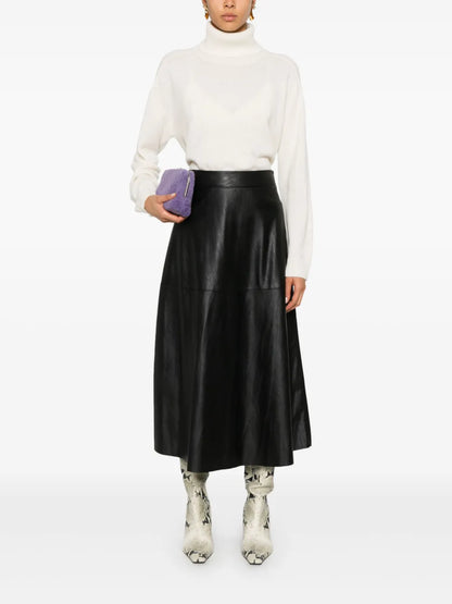 Faux-Leather Midi Skirt