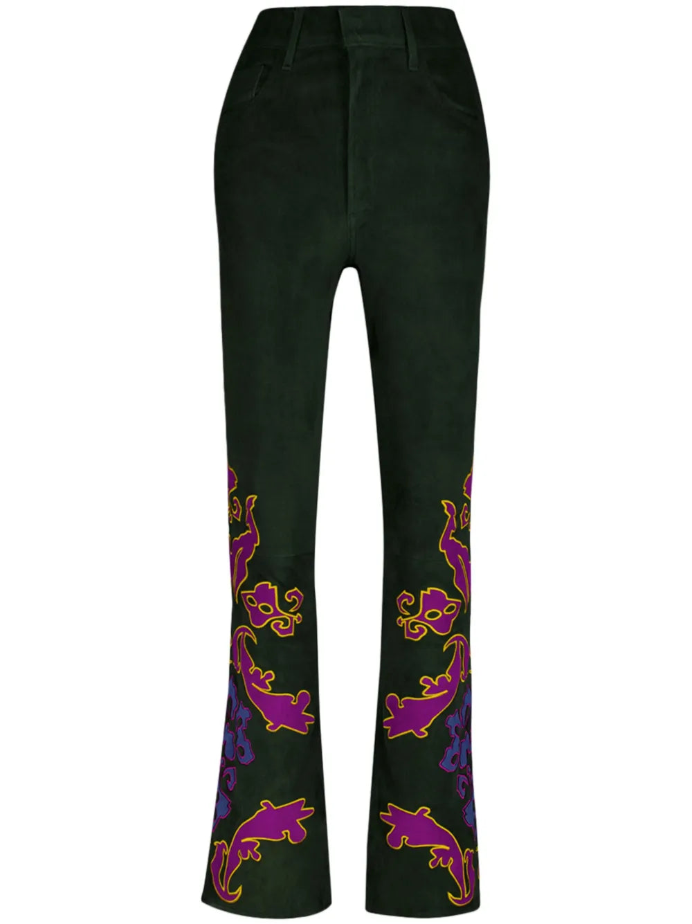 Embroidered Suede Trousers