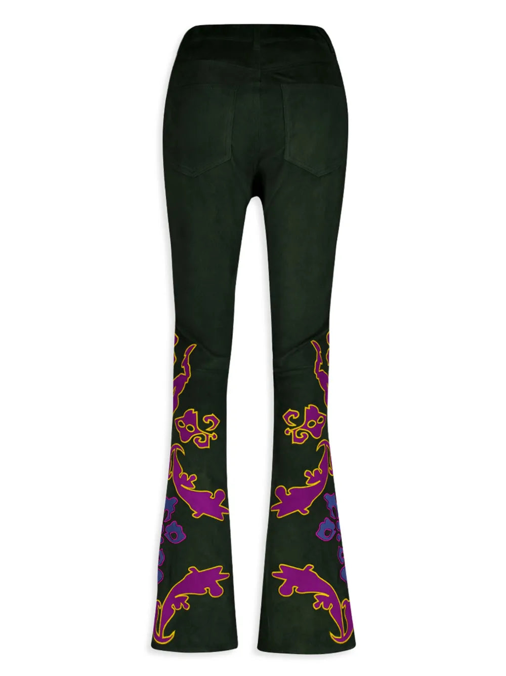 Embroidered Suede Trousers
