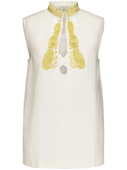 Embroidered Sleeveless Top