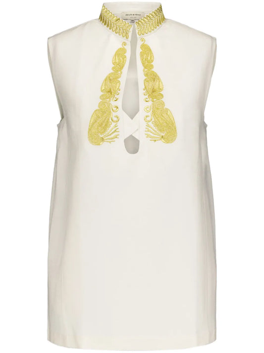 Embroidered Sleeveless Top