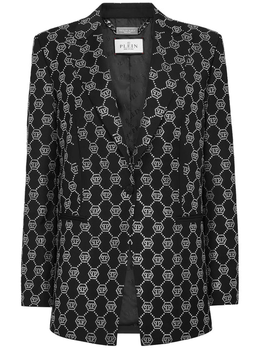 Monogram-Embellished Wool Blazer