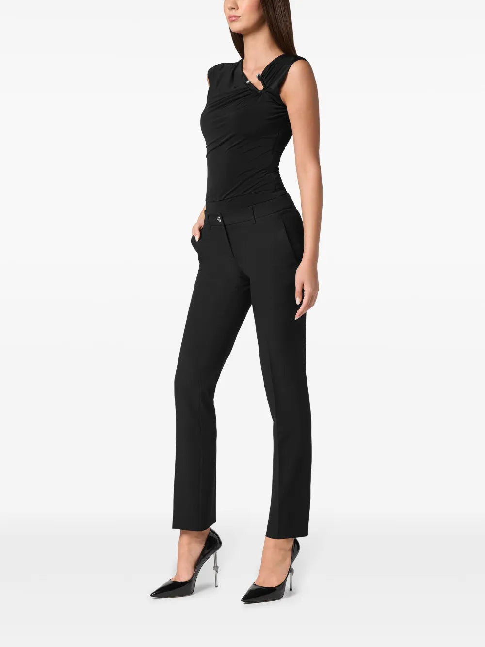 Skull-Detail Slim-Fit Trousers