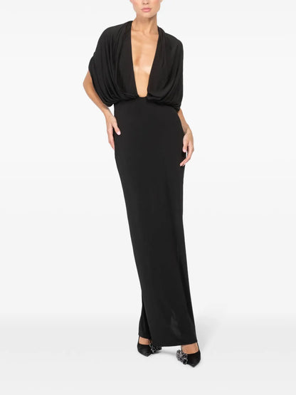Draped-Detail Maxi Dress