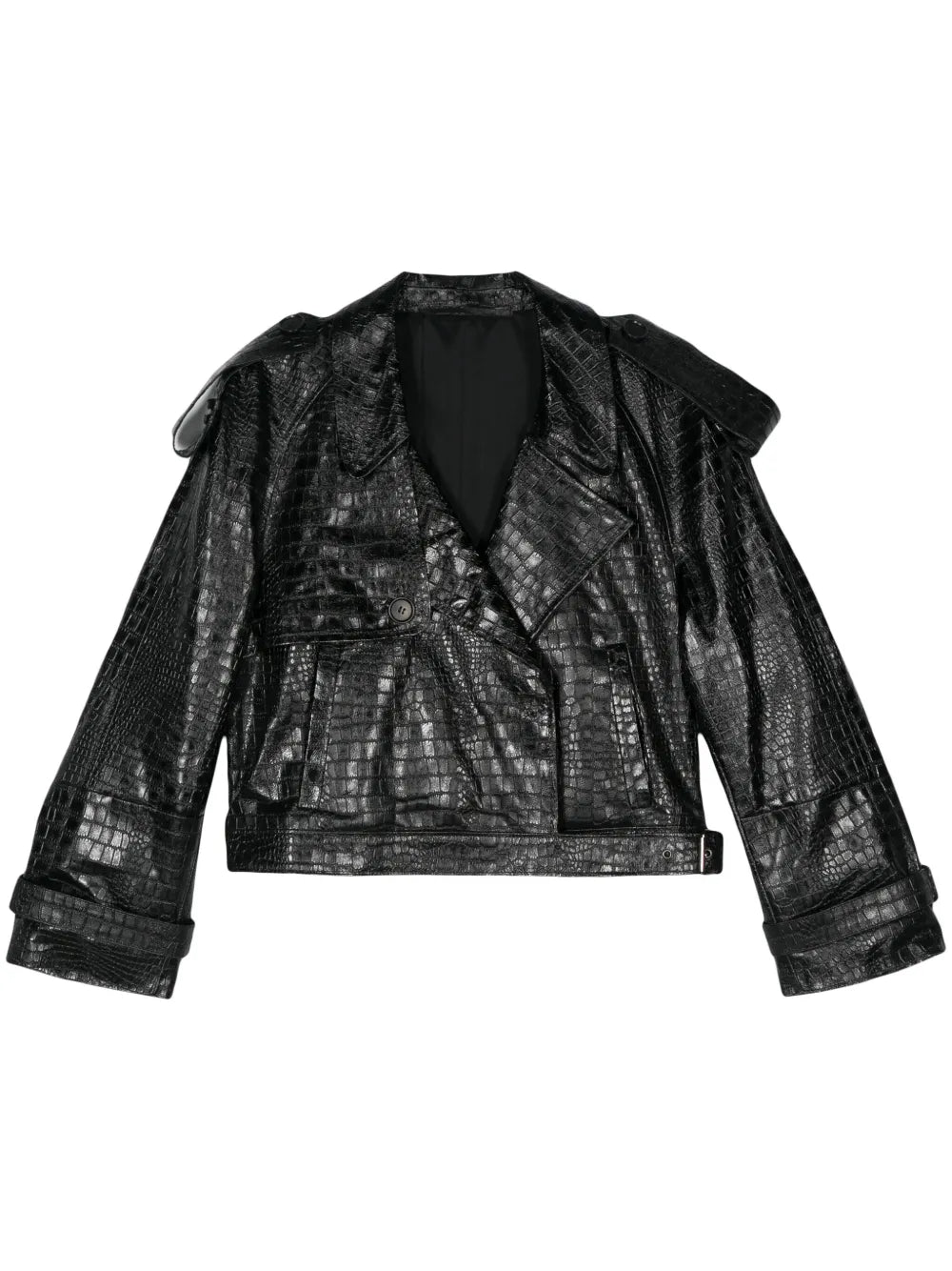 Crocodile-Embossed Biker Jacket