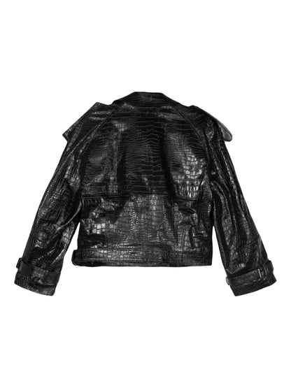 Crocodile-Embossed Biker Jacket