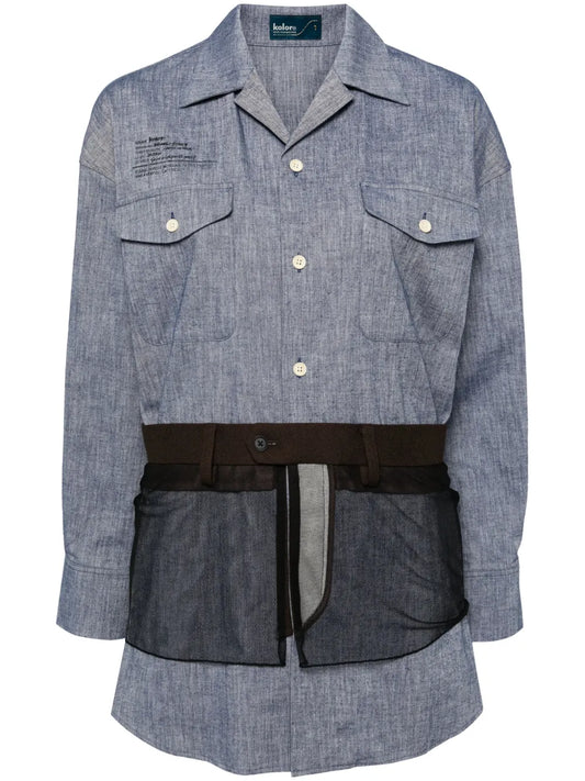 Tulle-Embellished Chambray Shirt
