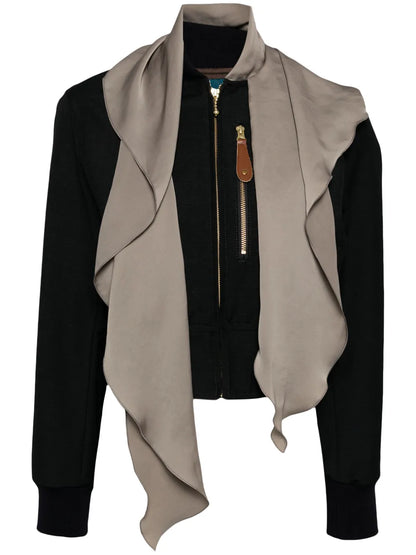 Scarf-Embellished Cropped Jacket