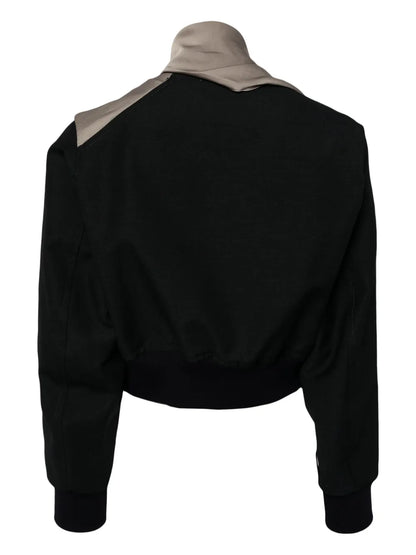 Scarf-Embellished Cropped Jacket