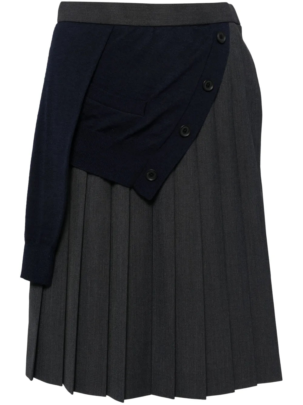 Patchwork Pleated Midi Skirt