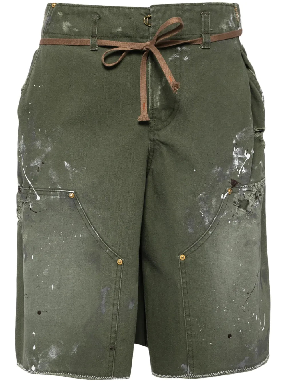 Paint-Splatter Denim Shorts