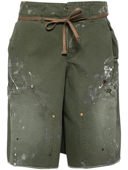 Paint-Splatter Denim Shorts