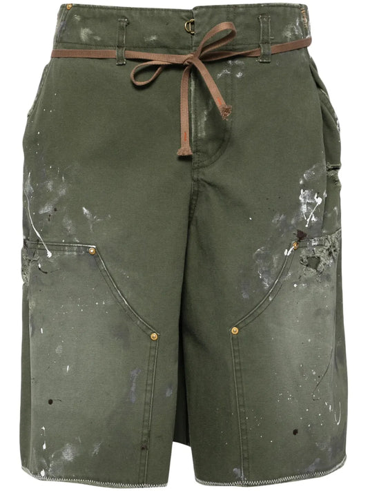 Paint-Splatter Denim Shorts