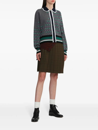 Patterned Intarsia-Knit Cardigan