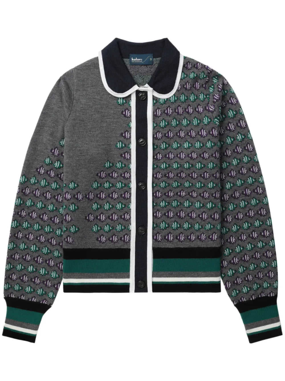 Patterned Intarsia-Knit Cardigan