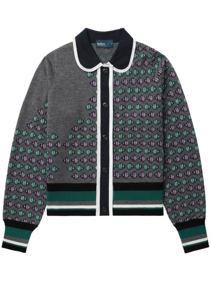 Patterned Intarsia-Knit Cardigan
