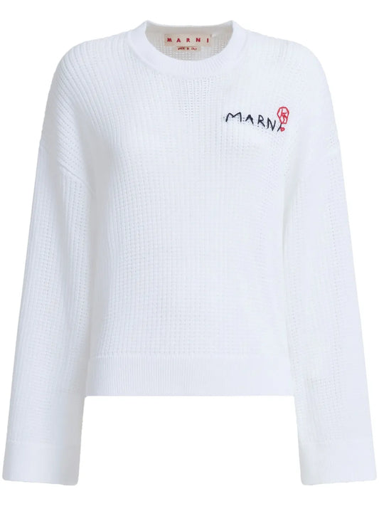 Crochet-Knit Cotton Jumper