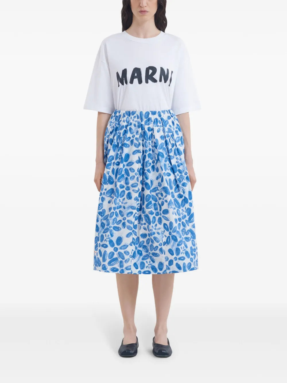 Floral-Print Poplin Skirt