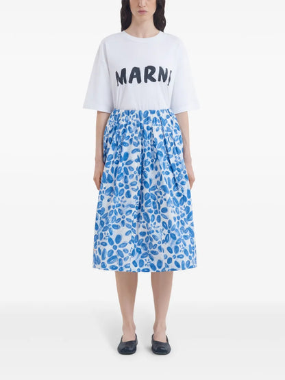 Floral-Print Poplin Skirt