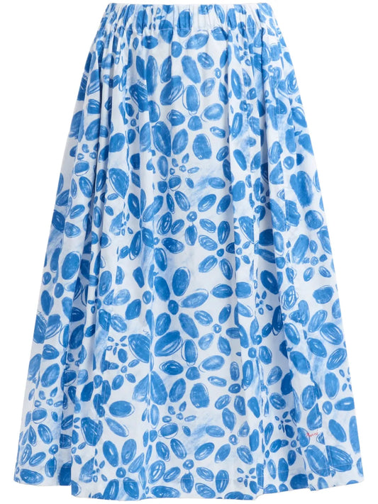 Floral-Print Poplin Skirt